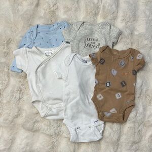 Assorted Baby Bodysuits - Blue, Gray, White, Brown